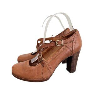 Indigo By Clarks Flyrt Rouge Taupe Brown Leather Heeled Dress Shoes Size 8M